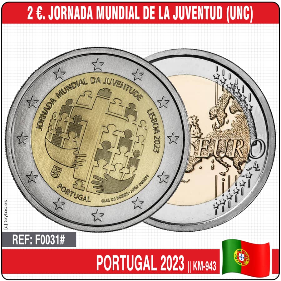 Portugal 2023. 2 euros. Una moneda por la Paz (UNC) KM-942 (copia)