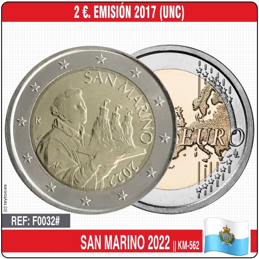 San Marino 2022. 2€. Ausgabe 2017 (UNC) KM-562