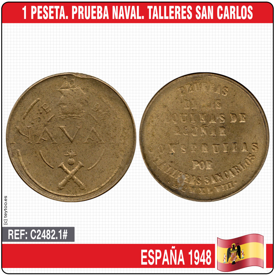 Spain 1948. 1 pts. Naval test. Workshops San Carlos