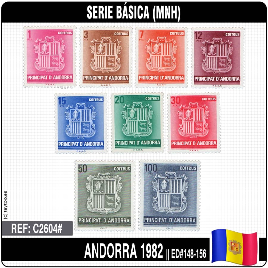 Andorre 1982. Série Basique. Escudo (MNH) ED148-156