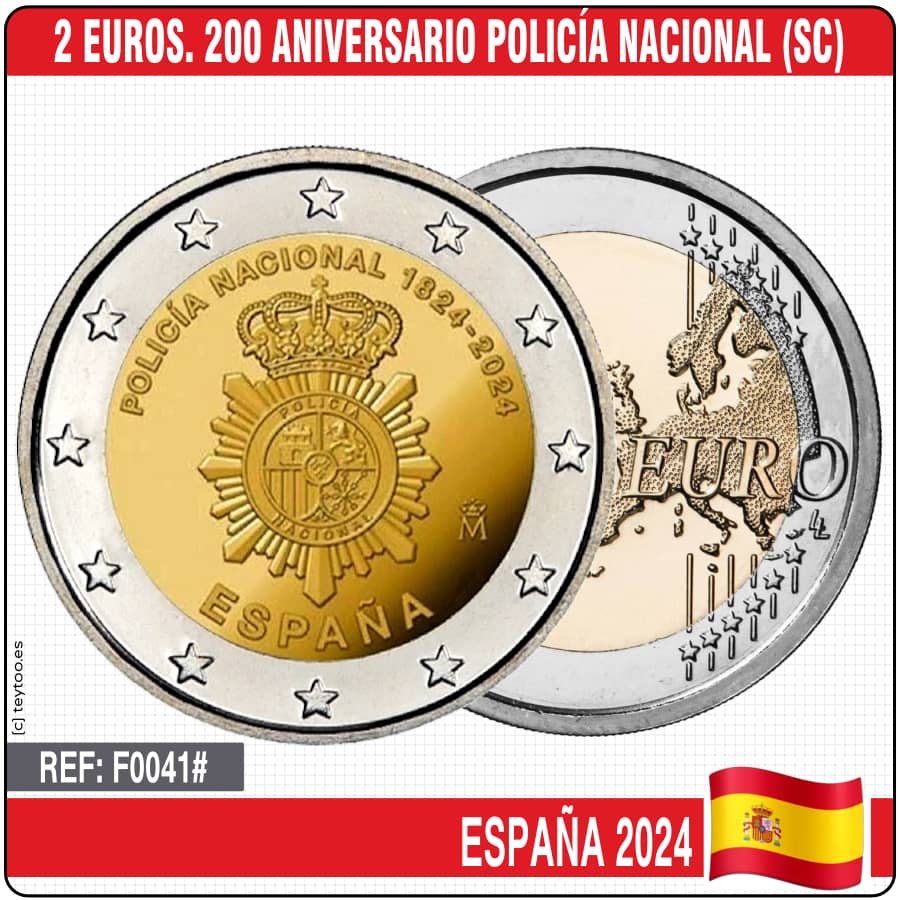 Spain 2024. 2 €. 200 Anniversary National Police (SC)