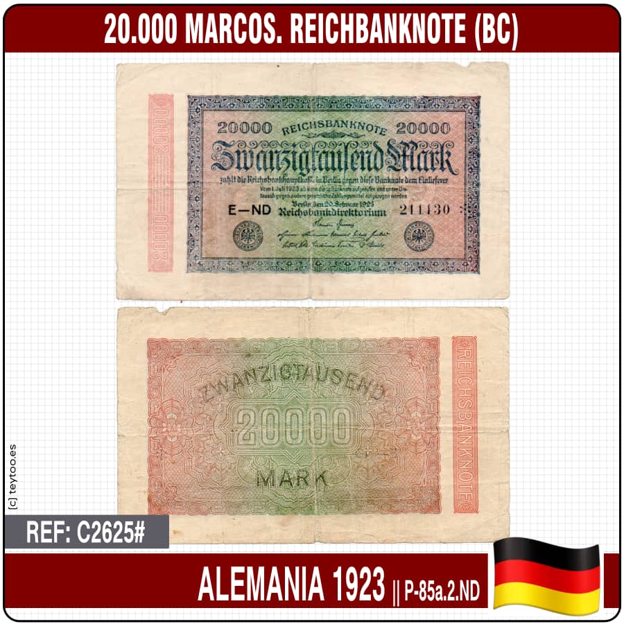 Deutschland 1923: 20.000 Mark. Reichbanknote (BC) P-85a.2. ND