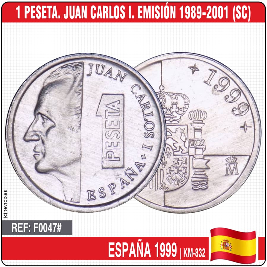 España 1999. 1 peseta. Juan Carlos I (SC) KM-832