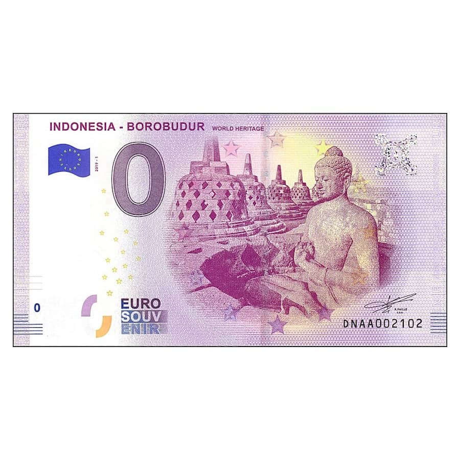 0€. Indonésie. Borobudur. Patrimoine mondial (SC)