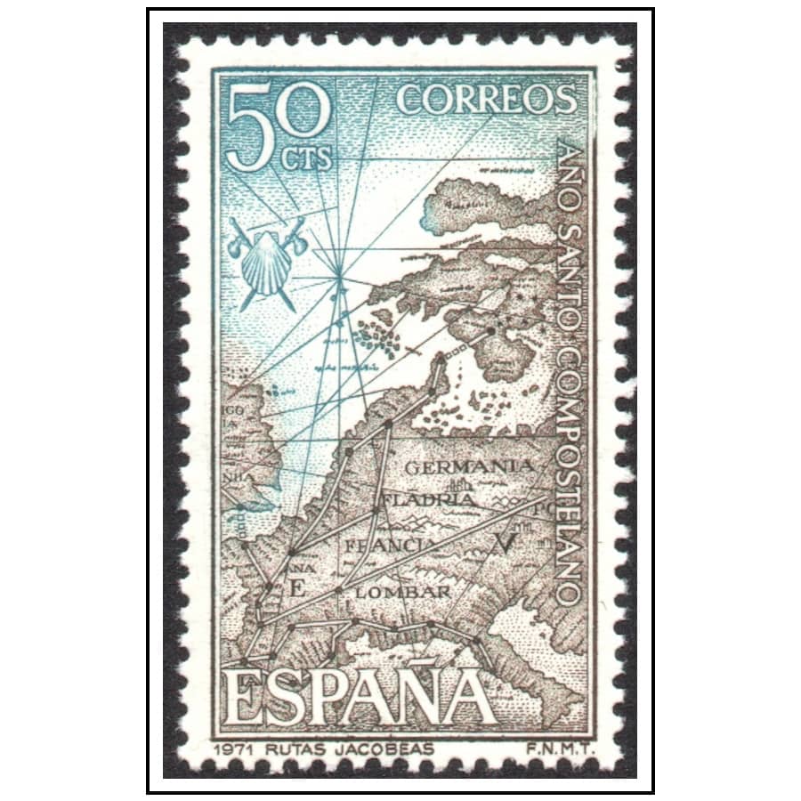 Espagne 1971 [SLL] 50 cts. Itinéraires Jacobeas européens (MNH)