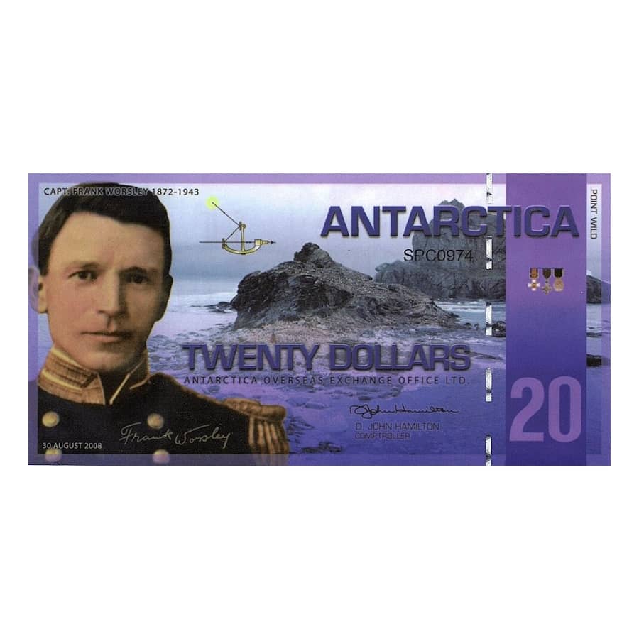 Antarctique 2008 [BLL] 20 dollars. Centenaire du Pôle Sud (SC)