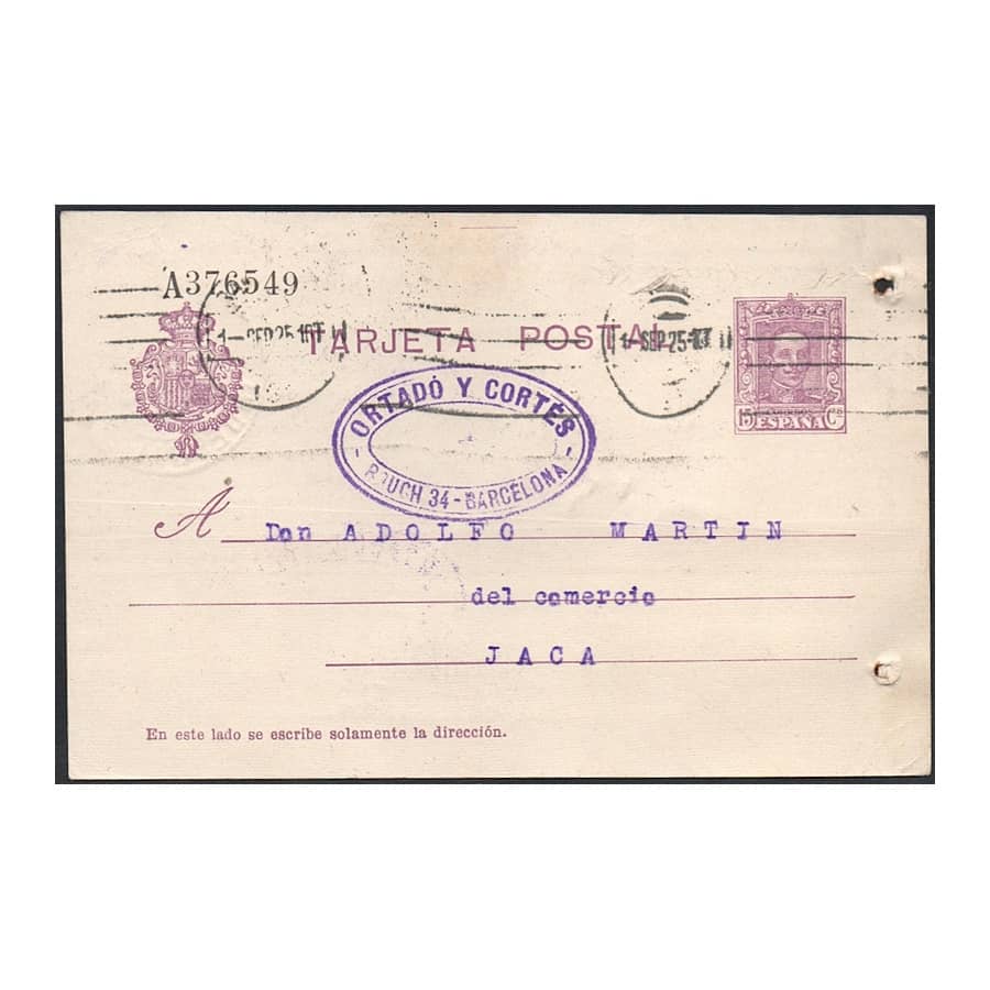 Espagne 1925 [ENP] Lettre commerciale avec cachet Alfonso XIII (C)