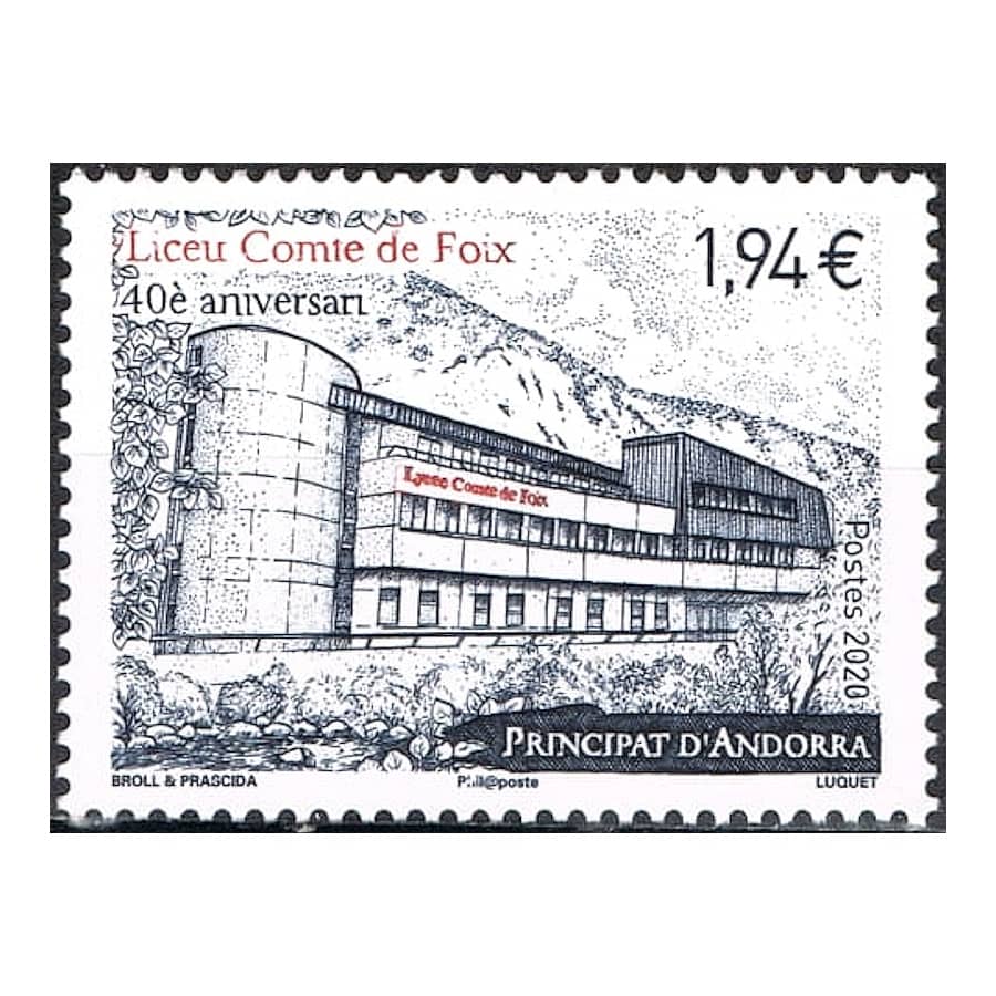 Andorra 2020 [SLL] 40 Aniversari de l'institut de Comte de Foix (MNH)