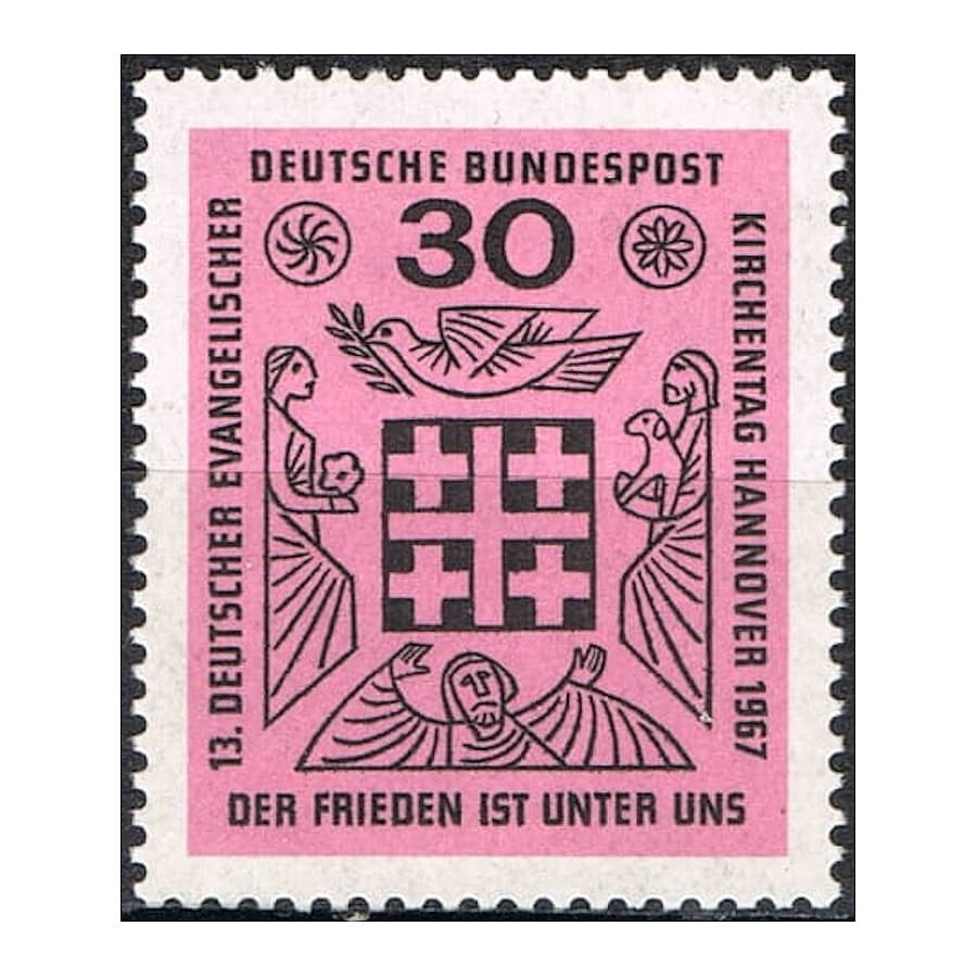 Alemania 1967 [SLL] 13 Aniversario del día de la iglesia evangélica (MNH)