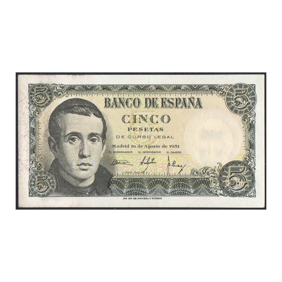 Espagne 1951 [BLL] 5 pesetas. Jaime Balmes (BC)