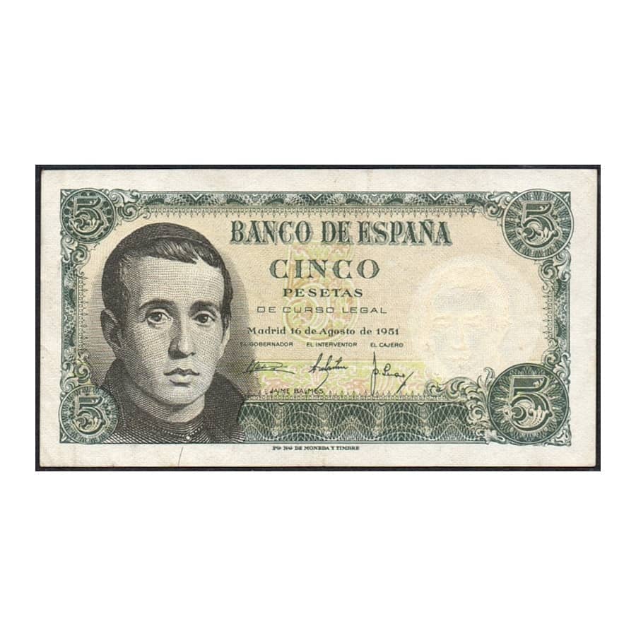 Espagne 1951 [BLL] 5 pesetas. Jaime Balmes (MBC)