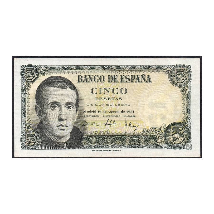 España 1951 [BLL] 5 pesetas. Jaime Balmes (EBC)