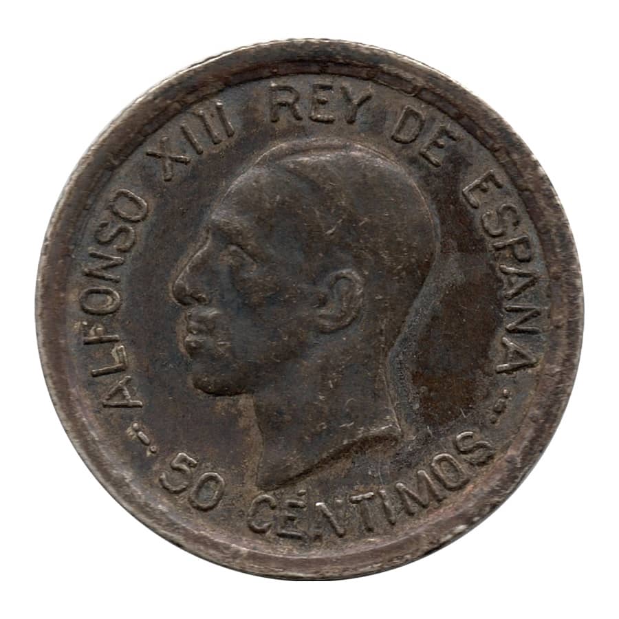 Espanha 1926 [MND] 50 cêntimos Prata. Alfonso XIII (BC)