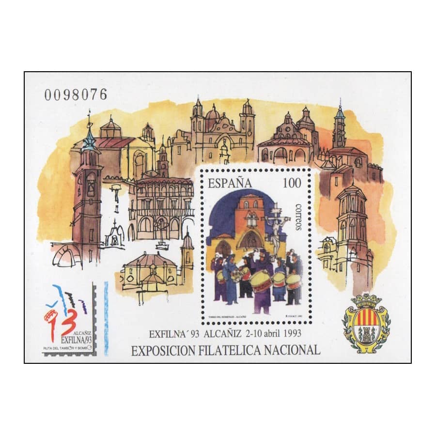 España 1993 [SLL] HB Exposición Filatélica EXFILNA '93. Alcañiz (MNH)