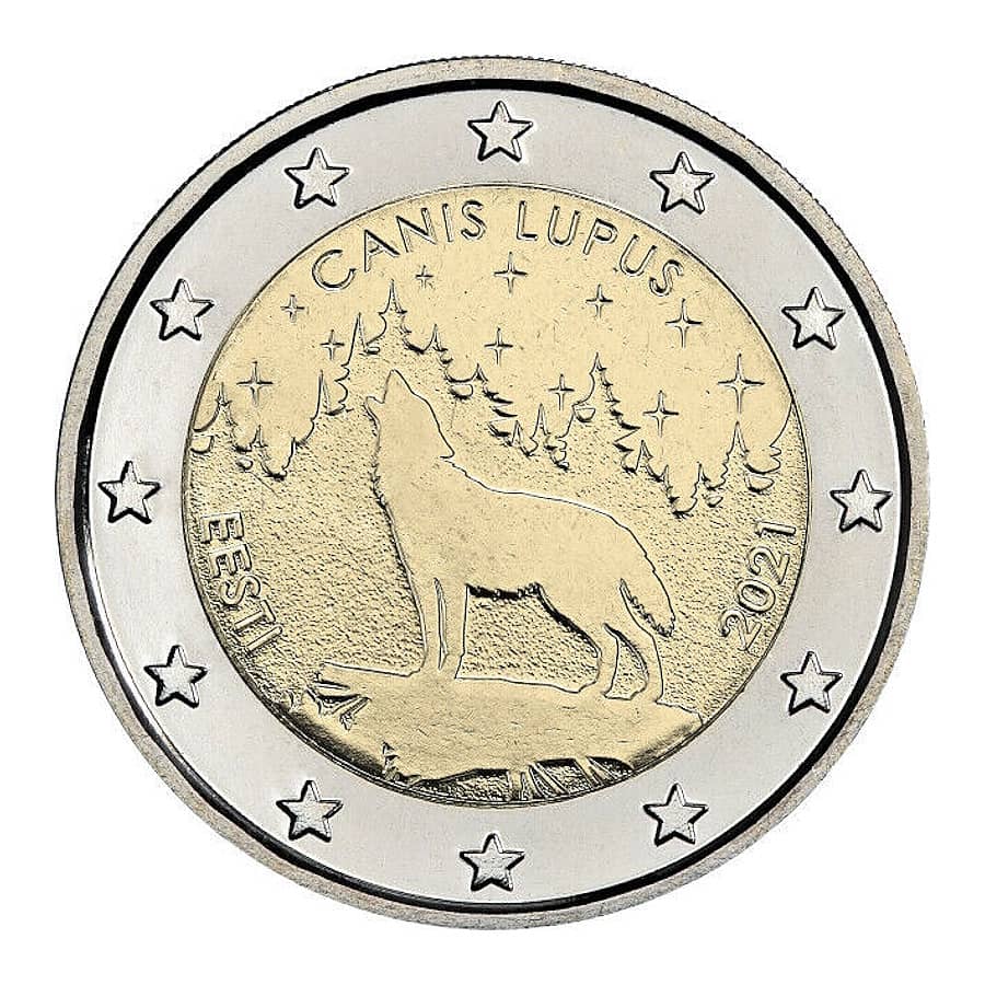 Estonie 2021 [MND] 2 €. Le loup (SC)