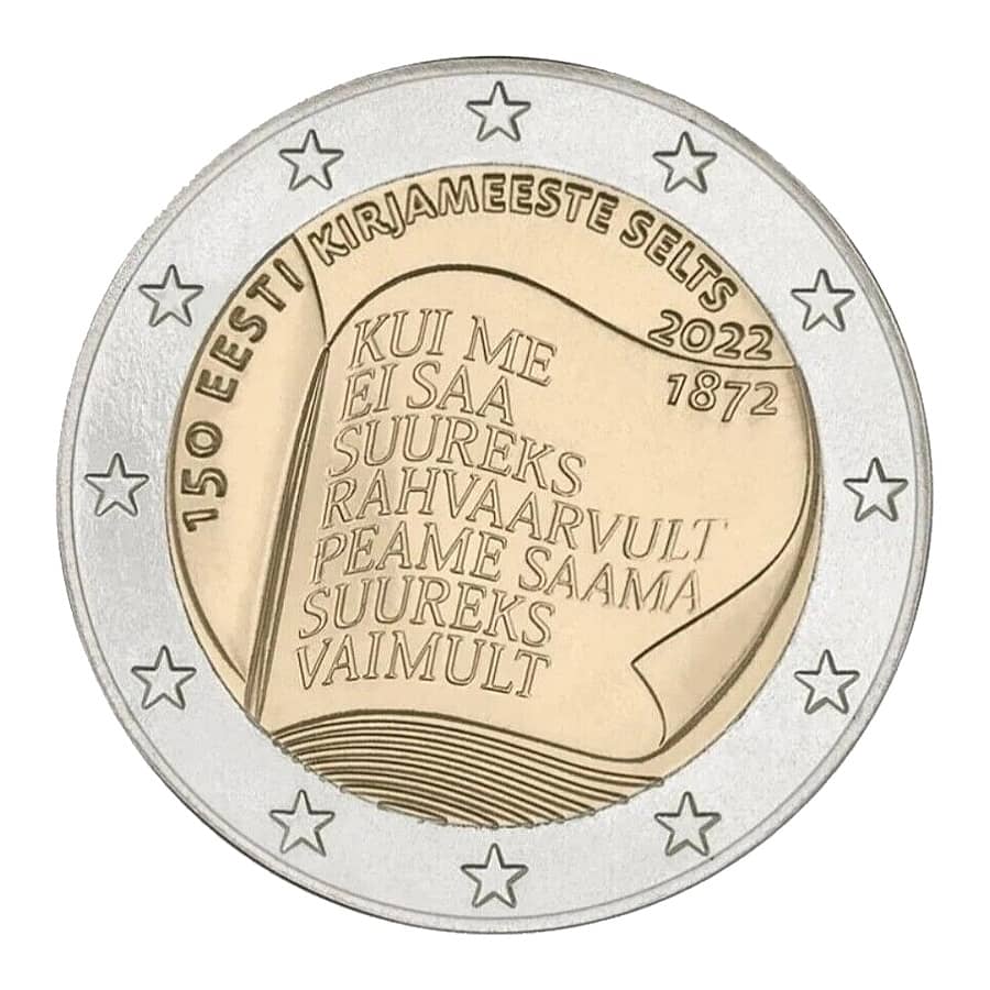 Estonia 2022 [MND] 2 €. 150 aniversario Asociación Literaria de Estonia (SC)