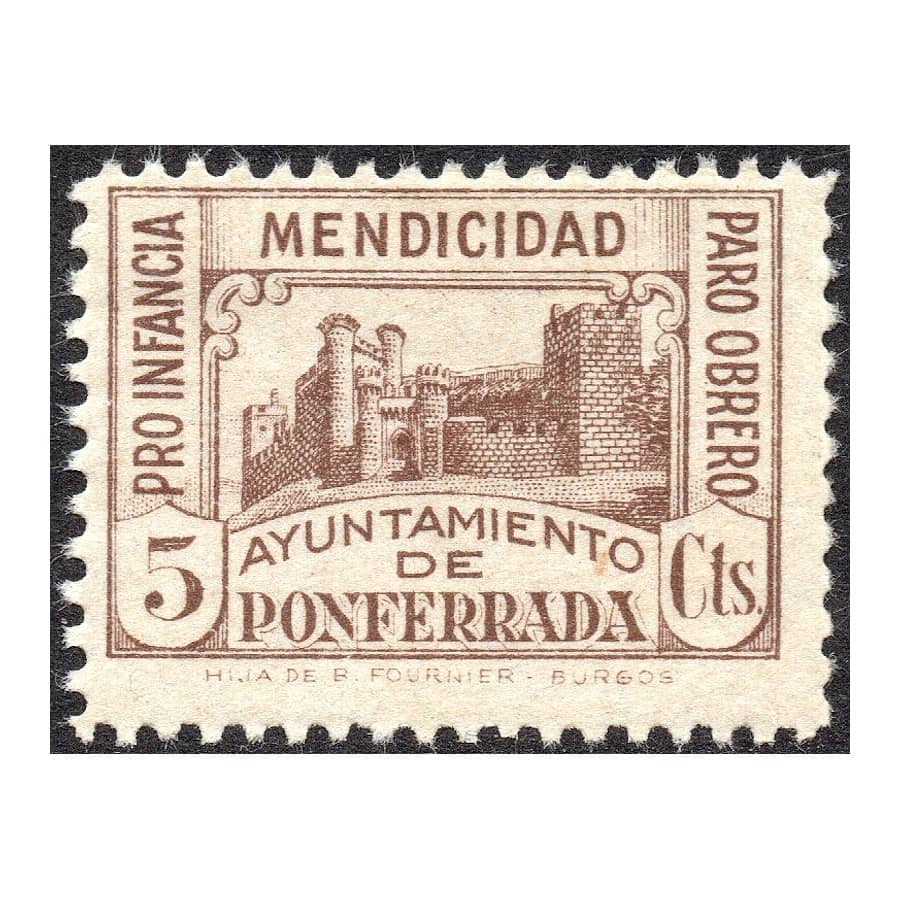 España 1937 [SVP] 5 cts. Ponferrada. Pro-Infancia, Mendicidad, Paro obrero (MNH)