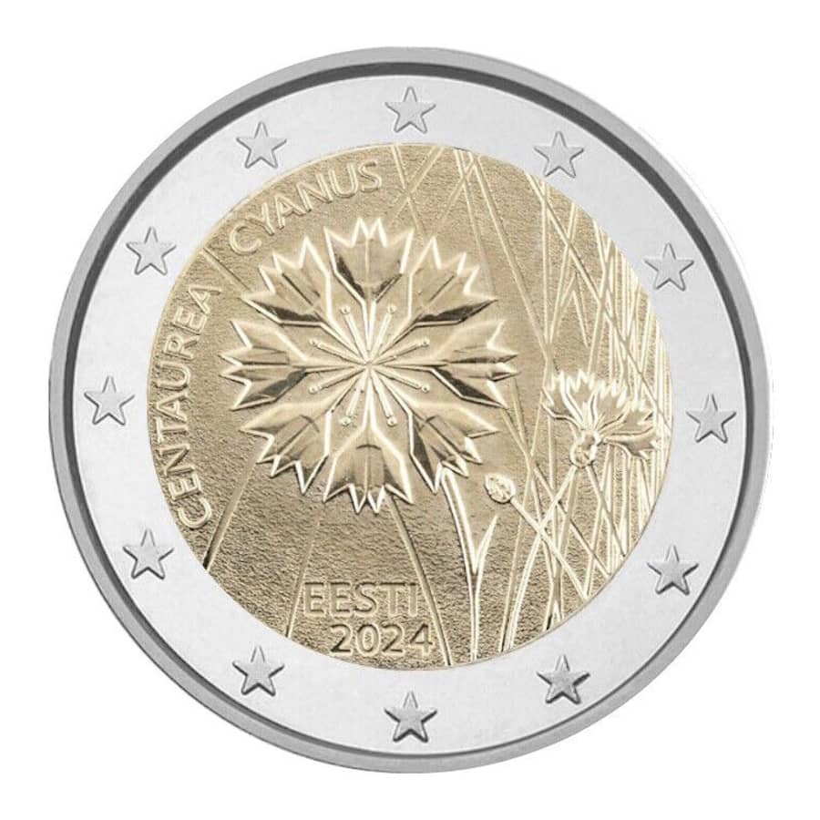 Estónia 2024 [MND] 2 euros. A flor nacional da Estónia: centáurea (SC)