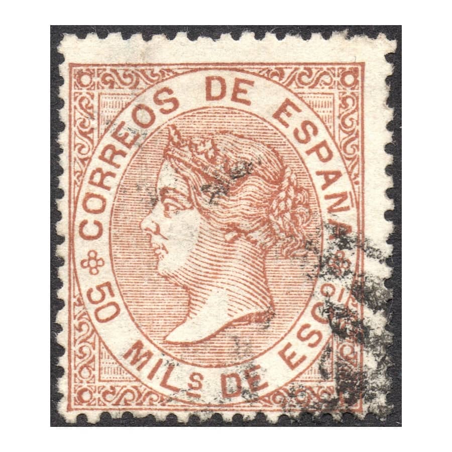 Spain 1867 [SLL] 50 Spanish thousandths. Elisabeth II (U)