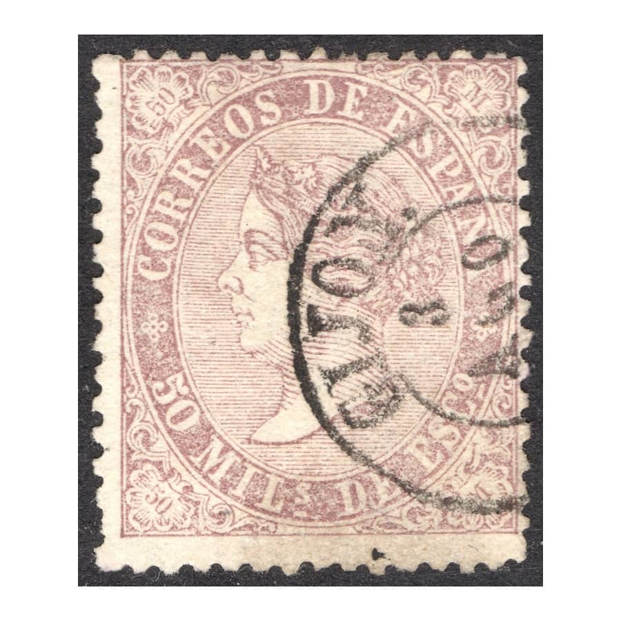 Spain 1868 [SLL] 50 Spanish thousandths. Elisabeth II (U)