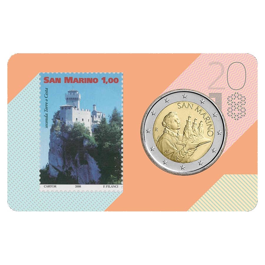 Saint-Marin 2018 [MND] CoinCard Pièce de 2€ et timbre. NO. 2 (SC)