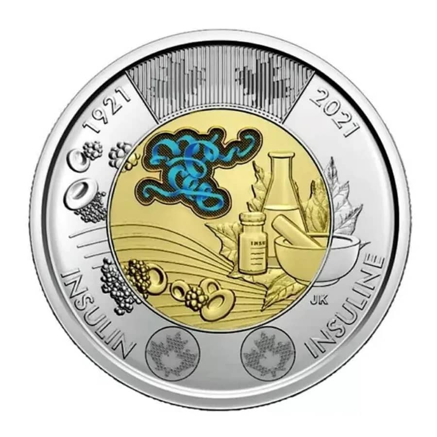 Canada 2021 [MND] 2$, 100 years of insulin. Coloured (SC)