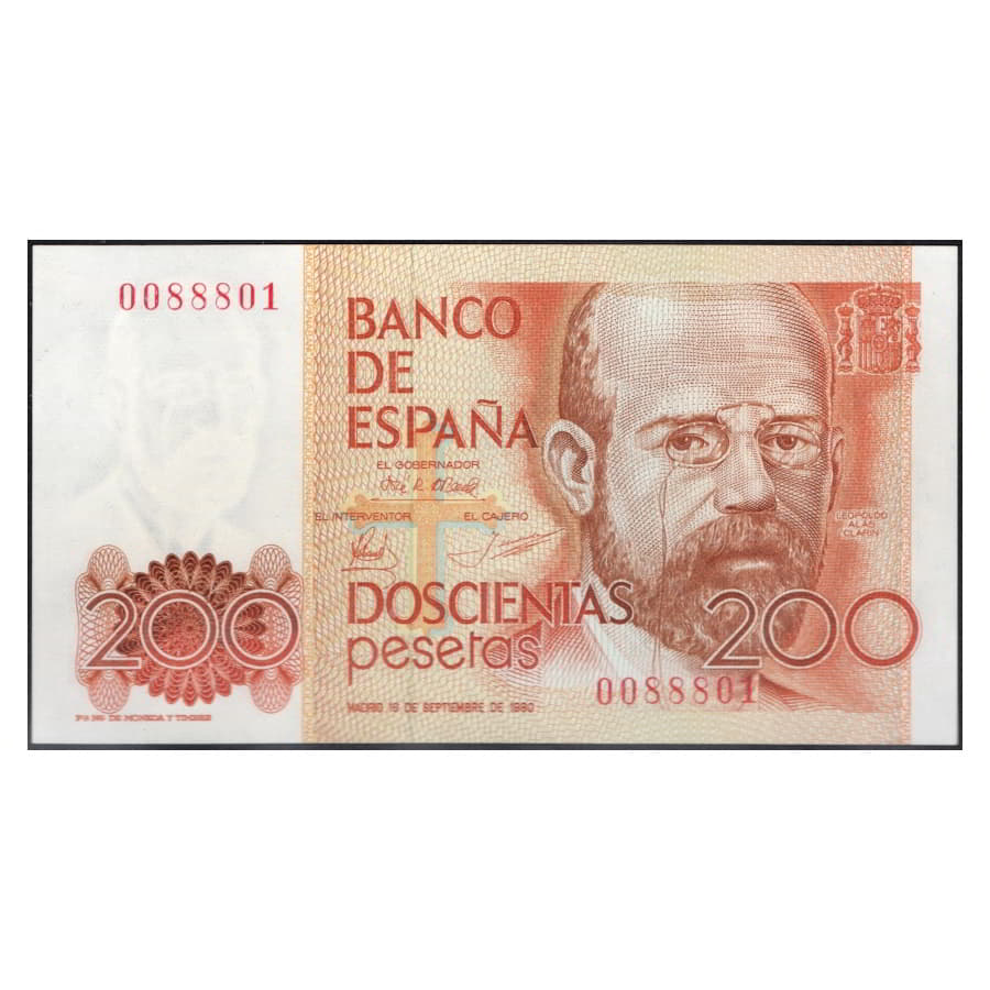 Espagne 1980 [BLL] 200 pesetas. Juan Carlos I. Leopoldo Alas Clarín (SC)