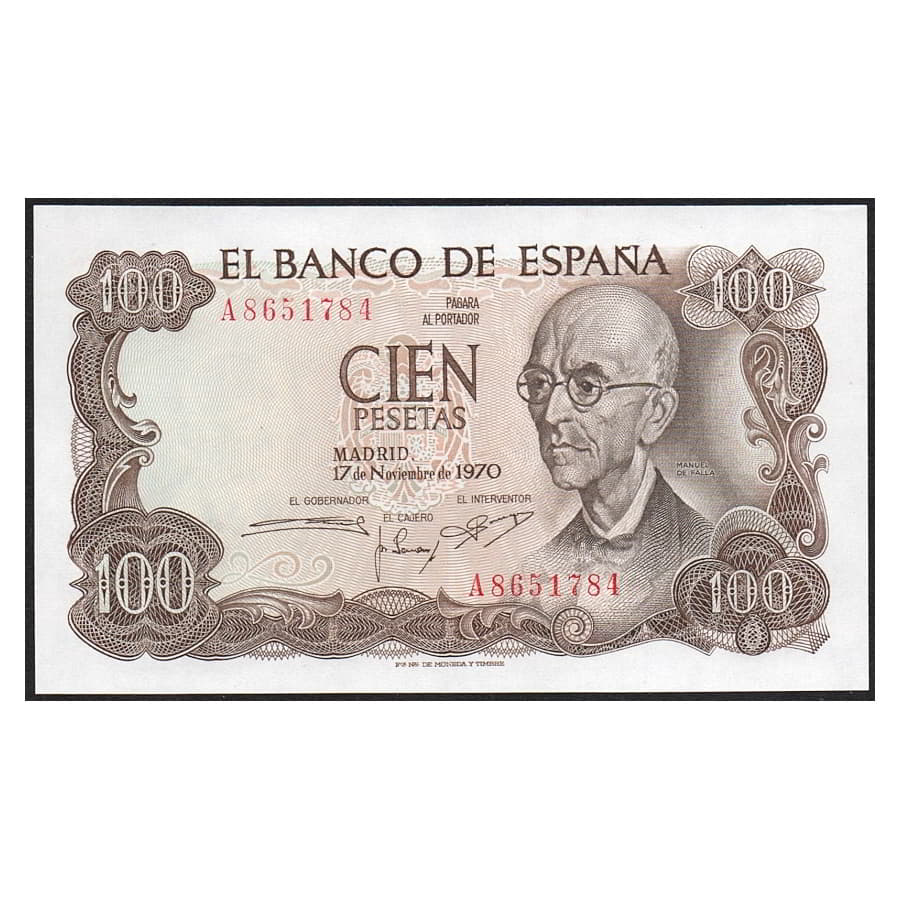 España 1970 [BLL] 100 pesetas. Estado Español. Manuel de Falla (SC)