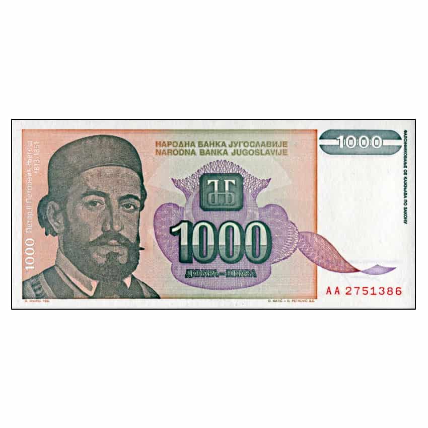 Yugoslavia 1994, 1.000 Dinares (UNC) - P-140a