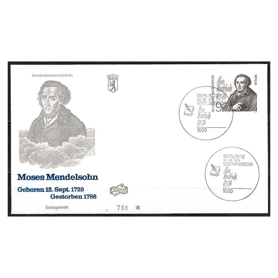 Berlín 1979 [FDC] 250 Aniversario nacimiento de Moses Mendelsohn (N)