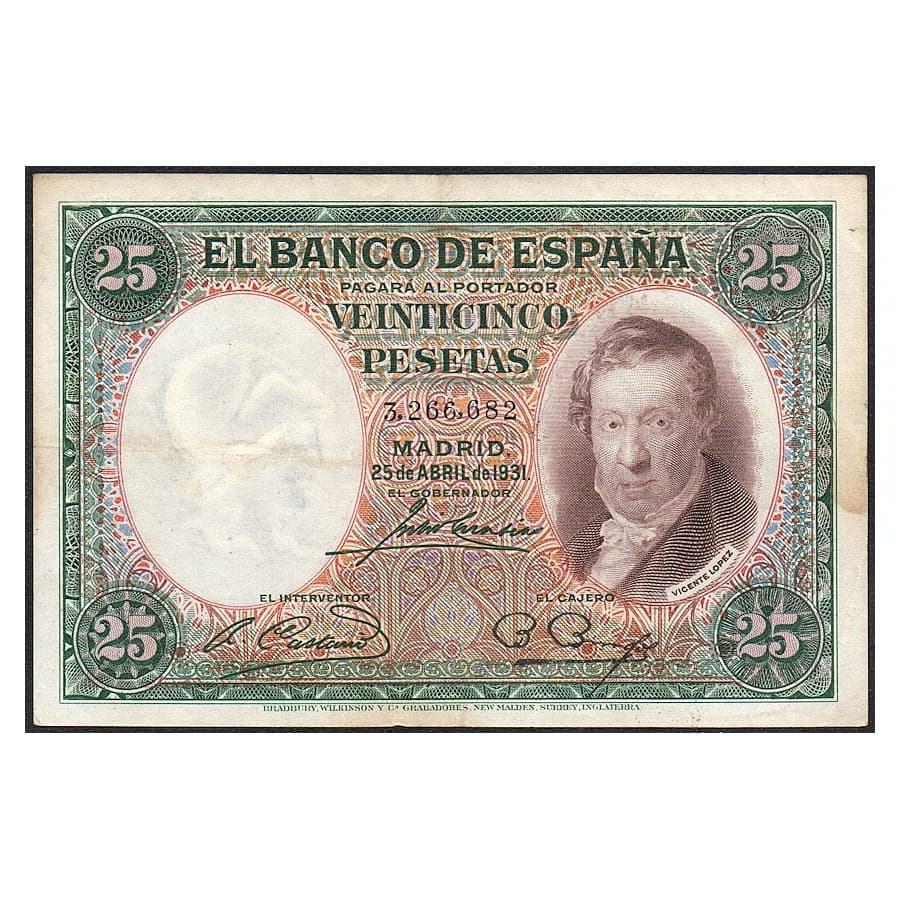 España 1931 [BLL] 25 pesetas. II República. Vicente López (BC)