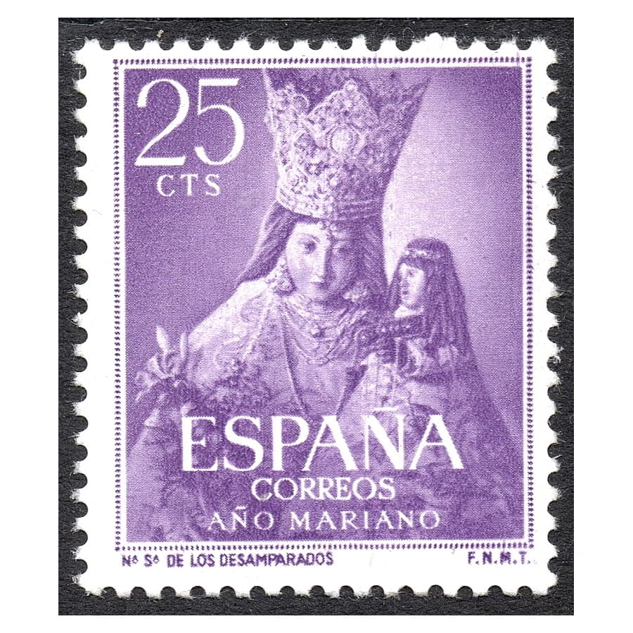 España 1954 [SLL] Año Mariano. Ntra. Sra. de los Desamparados. 25 cts (MNH)