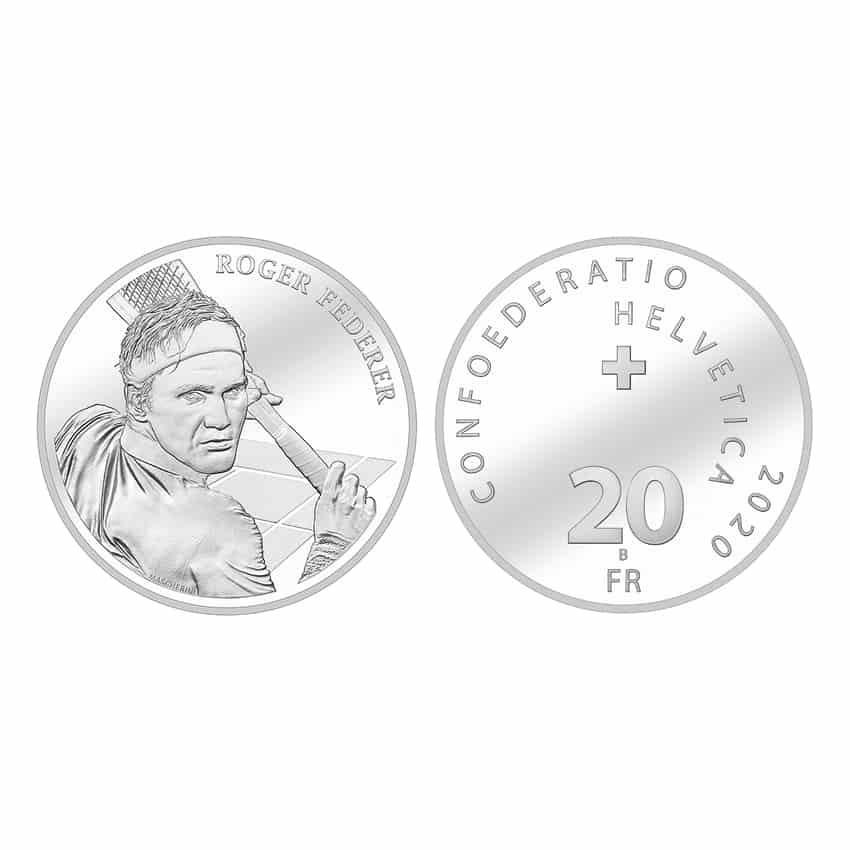 Suiza 2020. 20 F. Roger Federer. Plata (BU) - UCOIN 211