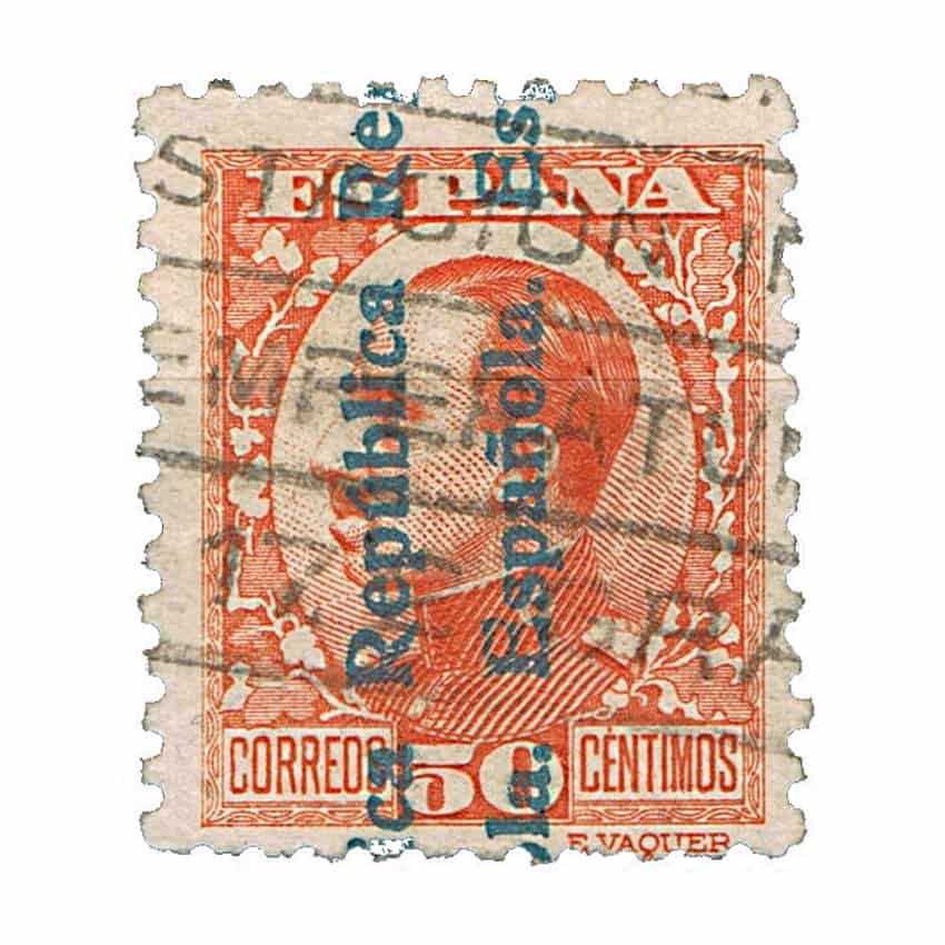 España 1931. Alfonso XIII, 50 c con sobrecarga (U) - ED 601