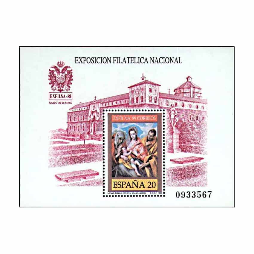 España 1989 [SLL] HB Exposición Filatélica Exfilna 89. Toledo (MNH)