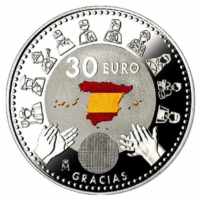 Spain 2020. €30. Silver. Heroes of Covid-19 (BU) - P-267