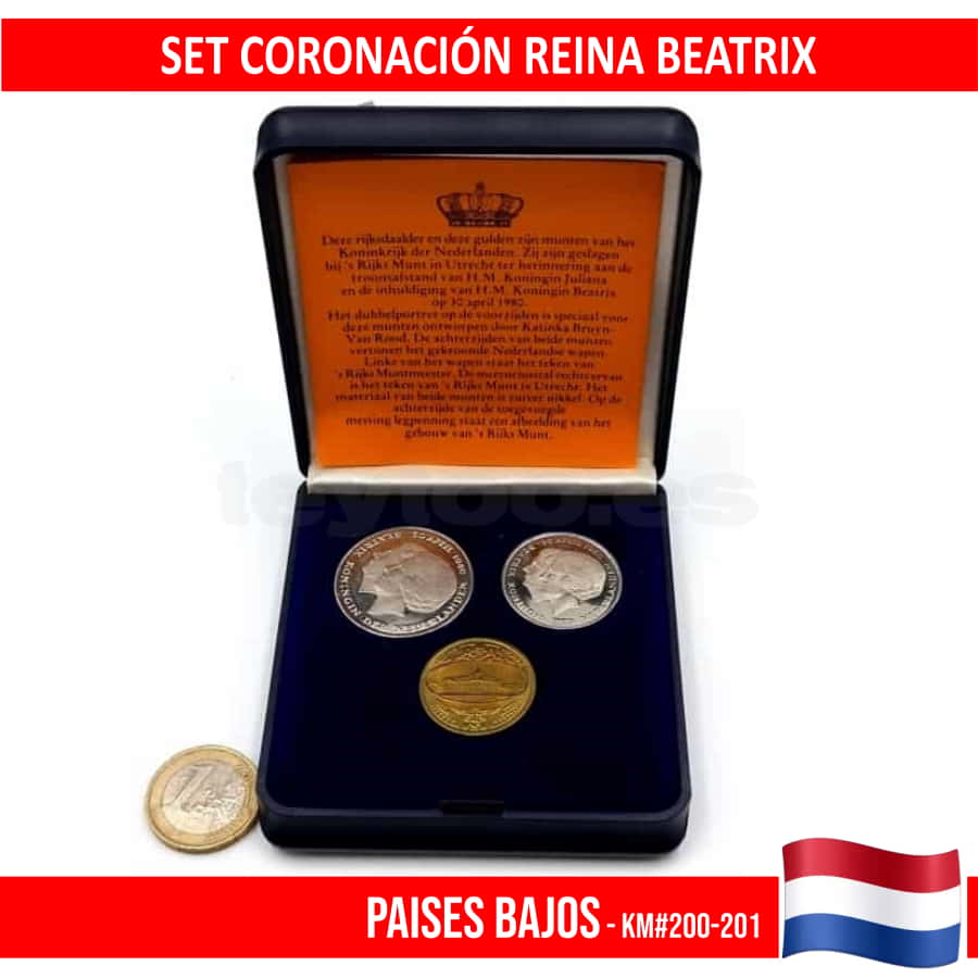 Netherlands 1980. Queen Beatrix Coronation Case (BU) KM 200-201