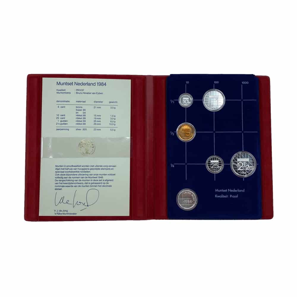 Países Bajos 1984. Set anual (FDC) + Certificado + Moneda Plata