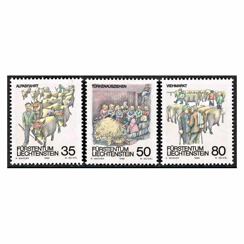 Liechtenstein 1989. Serie Tradiciones otoñales (MNH) - SCOTT 915-917