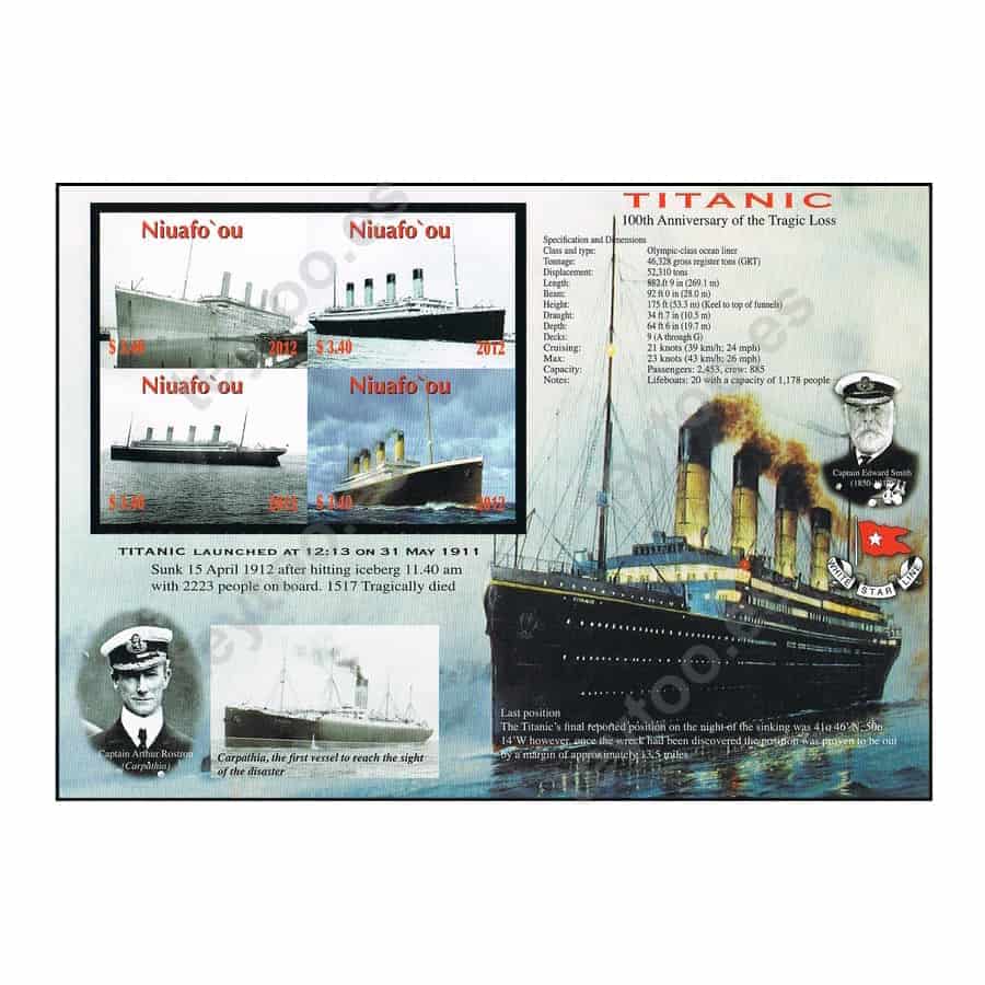 Niuafo'ou 2012. HB Hundimiento del Titanic (MNH) MI#469-472KB