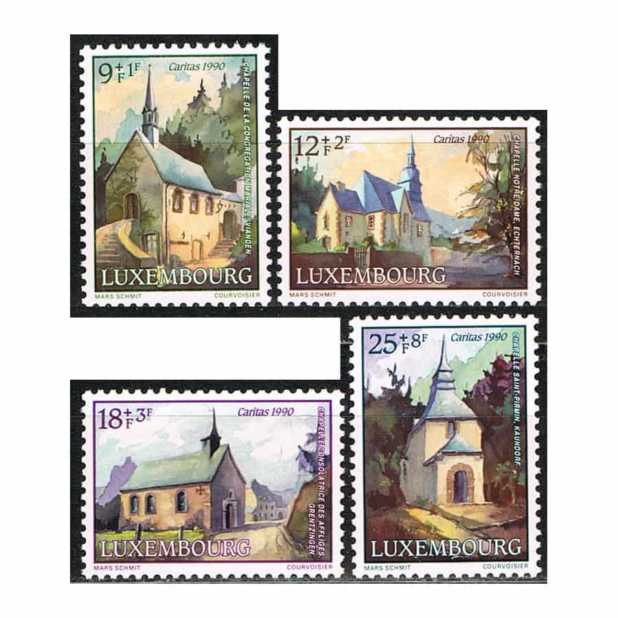 Luxembourg 1990. Caritas. Chapels (MNH) MI#1259-1262