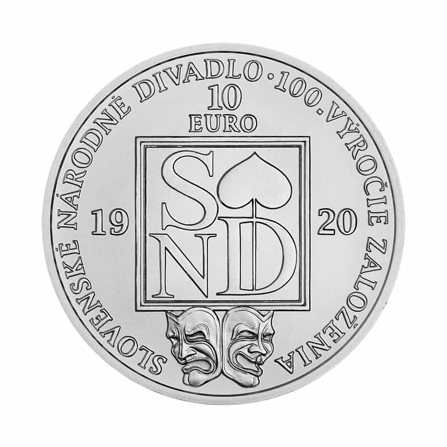 Slovakia 2020. €10. Slovak National Theatre. SILVER (BU) UC#224