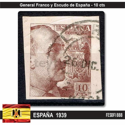 [C2345#] España 1939. General Franco. Pro Tuberculosos, 10 cts (U) FE#888