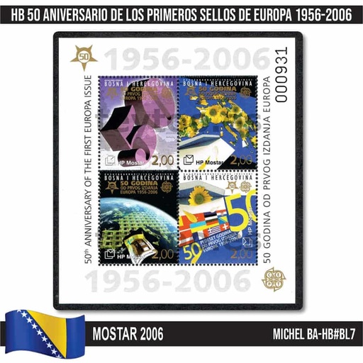 [C2396#] Mostar 2006. HB 50 Aniversario sellos de Europa (MNH) MI#BL7