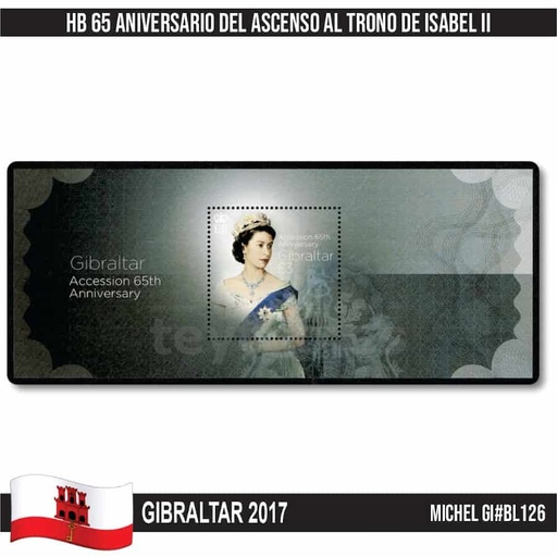 [C1494.2#] Gibraltar 2017. HB Accession to the throne of Elizabeth II (MNH) MI#BL126