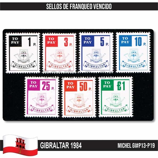 [C1046.1#] Gibraltar 1984. Expired Postage Stamps (MNH) MI#P13-P19