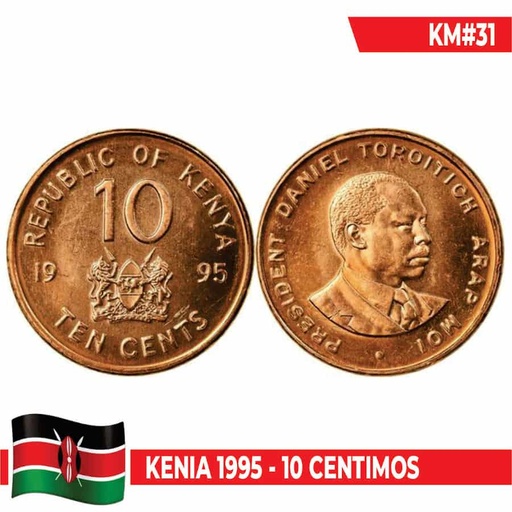 [C1993.1#] Kenia 1995. 10 cts. Daniel T Arap Moi (SC) KM#31