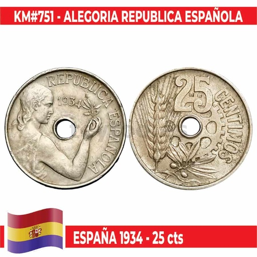 [C1643#] España 1934. 25 cts (BC) UC#751