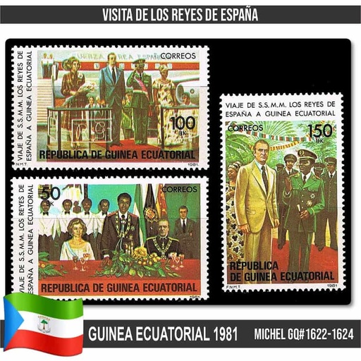 [B0792#] Equatorial Guinea 1981. Visit of the King and Queen of Spain (MNH) MI#1622-1624