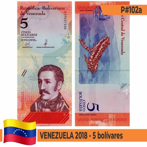 [B0811#] Venezuela 2018. 5 bolivars (UNC) P#102a